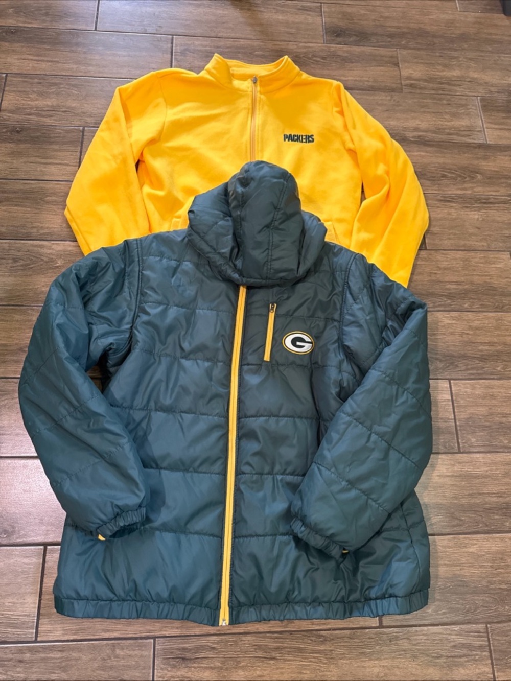 NFL Pro Line Greenbay Packers Football Fan Zip Front XL 2 in 1 Hooded Jacket
